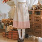 Color Panel Pleated Skirt