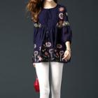Lantern Sleeve Embroidered Top