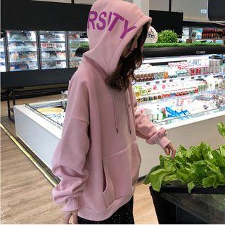 Lettering Drawstring Oversized Hoodie