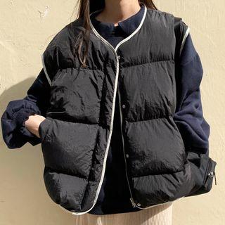 Open-placket Button Vest