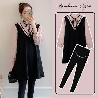 Ruffled Bow-accent Dress + Leggings