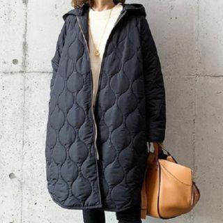 Hooded Midi Quilted Coat Black - One Size