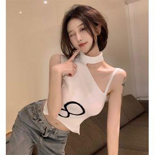 Halter Cutout Knit Crop Top