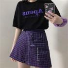 Elbow-sleeve Letter T-shirt / A-line Skirt