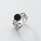 Disc Sterling Silver Open Ring 1 Pc - S925 Silver - Black - One Size
