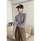 Colored Turtle-neck Slim-fit Top