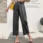 Drawstring Cropped Faux Leather Culottes