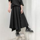 Plain Irregular Skirt Black - One Size