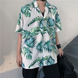 Leaf Print Short-sleeve Shirt White - One Size