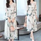 Long-sleeve Long-sleeve Midi Chiffon Dress