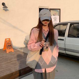 Long-sleeve Shirt / Argyle Sweater Vest