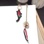Non-matching Fabric Fish Dangle Earring Gold - One Size