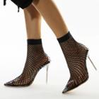 Pointy-toe Fishnet Stiletto Heel Short Boots