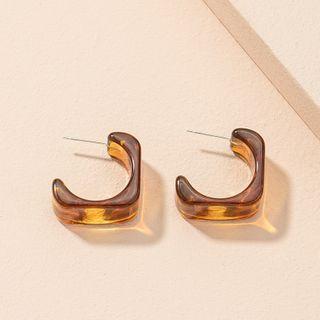 Acrylic Open Hoop Earring 1 Pair - Amber - One Size