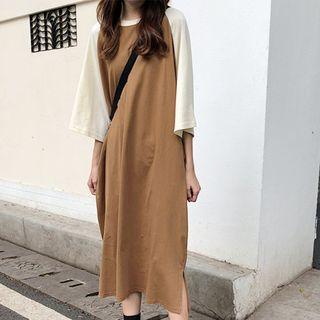 Lettering Raglan 3/4 Sleeve T-shirt Dress