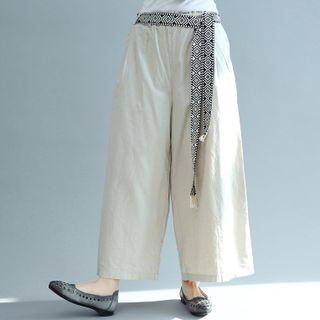 Wide Leg Pants Beige - One Size