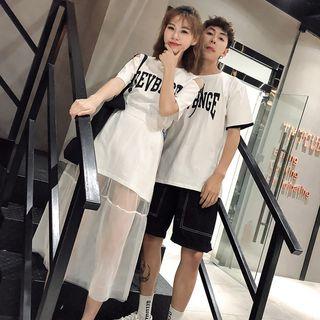 Couple Matching Letter Short-sleeve T-shirt / Mini Skirt / Shorts