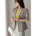 Elbow-sleeve Snap-button Blazer