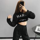 Lettering Hooded Crop Cape