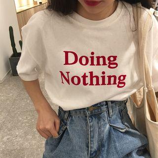 Doing Nothing Print Crewneck T-shirt