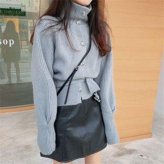Mock-turtleneck Cardigan