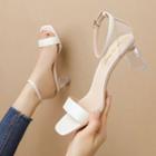 Transparent Panel Ankle Strap Chunky Heel Sandals