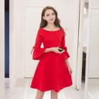 Bow Detail Flared-sleeve A-line Dress