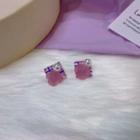 Floral Stud Earring 1 Pair - Pink & White - One Size