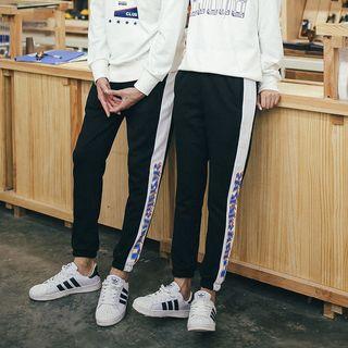 Couple Matching Contrast Trim Sweatpants