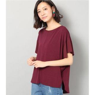 Short Sleeve Chiffon Panel Plain T-shirt