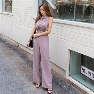 Halter Cutaway-front Jumpsuit