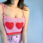 Heart Patch Cropped Camisole Top