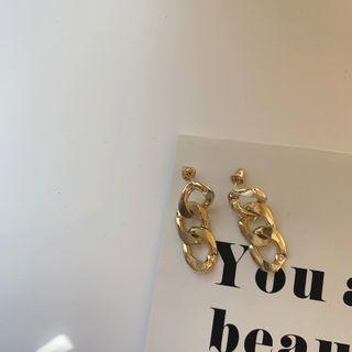 Alloy Chain Dangle Earring 1 Pair - 925 Silver - Stud Earring - Gold - One Size