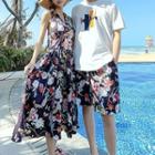 Couple Matching Sleeveless Midi A-line Dress / Shorts / T-shirt