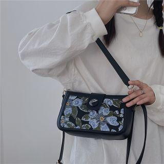 Floral Print Crossbody Bag Floral - Blue & Black - One Size