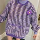Striped Sweatshirt Stripes - Purple - One Size