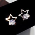 Stainless Steel Rhinestone Star Earring Rhinestone - Star - Rose Gold - One Size