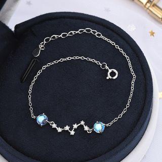 925 Sterling Silver Moonstone Star Bracelet Brs158 - One Size
