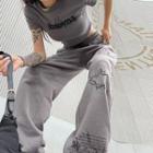 Short-sleeve Letter Embroidered T-shirt / Sweatpants