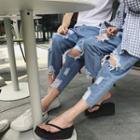 Couple Matching Rip Straight Fit Jeans