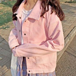 Dual-pocket Corduroy Buttoned Jacket