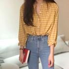 Checked Blouse Yellow - One Size