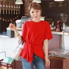 Knot-front Colored Cotton T-shirt