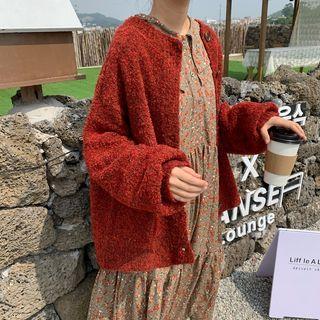 Floral Long-sleeve Maxi Dress / Cardigan