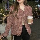 Tweed Button-up Jacket Red - One Size