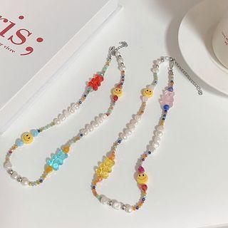Smiley Faux Crystal Faux Pearl Choker