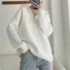 Turtleneck Half-zip Sweater White - One Size