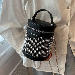 Studded Chain Strap Bucket Bag