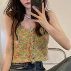 Floral Camisole Top Floral - Green & Orange - One Size
