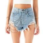 High-waist Distressed Chain Hot Pants